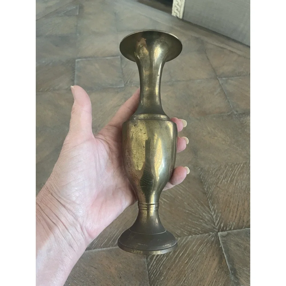 Solid Brass Vase MCM Vintage Bud Vase 8